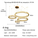 GobekUsa Golden Crystal Chandelier: Nordic Modern Luxury LED Hanging Halo for Living Room