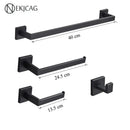 GobekUsa Black Bathroom Set: Towel Holder, Paper Holder, Gold Rod, Robe Hook - Stainless Steel Accessories