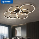 GobekUsa LED Chandelier: Modern Living Study Bedroom Lamps, Round Rings Foyer Chandeliers Luminaire