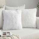 GobekUsa Cozy Plush Fur Cushion Cover 43x43cm White Grey Sofa Decor Pillowcase