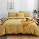 GobekUsa Cotton 4pcs Bedding Set Double Queen Solid Color Duvet Cover Flat Bed Sheet