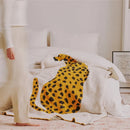 GobekUsa Hairy Furry Leopard Pattern Blanket