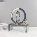 GobekUsa Crystal Geometric Ring Chair Base Decor - Golden Figurine Statue for Room Aesthetic