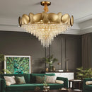 GobekUsa Crystal Chandelier: Modern LED Tassels Stainless Steel Pendant Light for Living Room