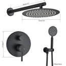 GobekUsa Brass Black Shower Set with Ceiling/Wall Arm, Diverter Mixer, Handheld Spray, 8-16" Rain Head