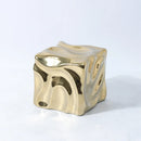 GobekUsa Gold Ceramic Geometric Irregular Fold Pattern Decorative Figurine