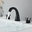 GobekUsa Gold Crystal Handle Basin Faucet, 3 Hole Widespread Bathroom Sink Tap