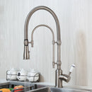 GobekUsa Golden Kitchen Faucet Vessel Sink Swivel Mixer Tap with Pull Down Spring