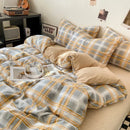 GobekUsa Japanese Style Check Duvet Cover Set - Soft Washed Quilt Cover & Pillowcase