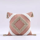 GobekUsa Boho Tufted Tassel Cushion Cover 45x45cm - Blue Pink Cotton Throw Pillow Cover