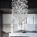 GobekUsa Crystal LED Chandelier: Modern Luxury Staircase Pendant Light for Hallway & Lobby
