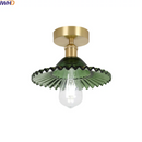 GobekUsa Green Glass Copper Ceiling Light Fixture Balcony Kitchen Modern LED Lamp