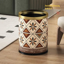 GobekUsa Leather Trash Bin Gold/Silver Metal Large Capacity for Home & Hotel