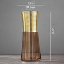GobekUsa Gold Metal Glass Vase: Round Transparent Terrarium for Home Decor & Flower Arrangement