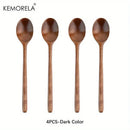 GobekUsa 4-Piece Wooden Spoon Set - Korean Style Natural Wood Soup Tableware