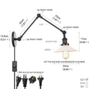 GobekUsa Clear Glass Swing Arm Wall Light Fixture for Dining Living Room Cafe