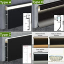 GobekUsa Black Aluminium LED Profile for Recessed Skirting with Silicone Cover