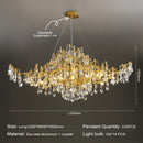 GobekUsa Golden Crystal Chandelier - Modern Luxury Long Light for Kitchen, Dining, Living, Bedroom