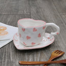 GobekUsa Hand Painted Heart Handle Ceramic Love Mug - Pink