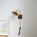 GobekUsa LED Wall Light Walnut Wood Rotate Copper Bedside Lamp