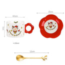 GobekUsa Christmas Ceramic Santa Tea Set with Spoon, Festive Coffee Cup & Saucer