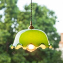 GobekUsa Green Lotus LED Pendant Light Glass Hanging Lamp
