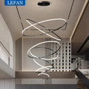 Modern Black Gold Aluminum Staircase Pendant Light