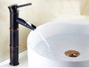 GobekUsa Black Bronze Waterfall Faucet Bamboo Bathroom Sink Tap High Arch Mixer