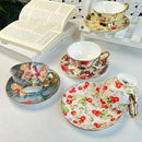 GobekUsa Flowers Pattern Porcelain Coffee Cup & Saucer Set - Exquisite Tea & Juice Mug