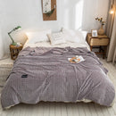 GobekUsa Gray Plaid Coral Fleece Bed Blanket - Single/Queen/King Size Cozy Flannel Bedspread
