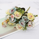 GobekUsa Blue Peony Tea Rose Silk Fake Flowers for DIY Home Garden Wedding Decor