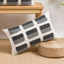 GobekUsa Boho Loop Pillowcase - Grey Beige Tufted Cushion Cover for Home Decoration