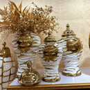 GobekUsa Gold & White Grain Ceramic Jar: Home Decor & Storage Accessory