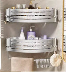 GobekUsa Corner Shelf with Towel Bar Hook, Aluminum Organizer for Bathroom and Kitchen