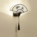 GobekUsa Chinese Style Iron Art Wall Lamp for Living Room, Bedroom, Hallway - E27 Fabric Sconce