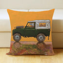 GobekUsa Cartoon Dog Car Drive Pillow Cover 45x45cm Linen Sofa Home Decor