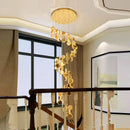 GobekUsa Crystal Chandelier Stair Pendant Lamp Living Room Lighting