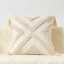GobekUsa Boho Square Pillowcase with Embroidery & Tassel Detail for Living Room Sofa