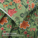 GobekUsa Green Floral Quilt Set 3-Piece Oversized Bedding with Shams