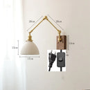 GobekUsa Copper Wall Lamp with Pull Chain Switch, Nordic Design, LED Bulb, Ceramic Lampshade