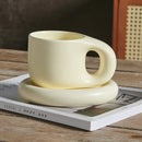 GobekUsa Ink Splash Ceramic Mug Set with Oval Plate - 400ml Capacity