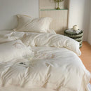 GobekUsa Brushed Volcanic Fleece Cotton Duvet Cover Set with Embroidered Details