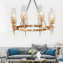 GobekUsa Gold Lustre Glass Chandelier: Modern Luxury Pendant for Living, Dining, Bedroom