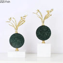 GobekUsa Gold-plated Flower Crystal Sculpture Desk Decoration Modern Crafts Room Decor