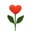 GobekUsa Hand Woven Love Heart Yarn Crochet Flower Bouquet with Green Leafy Branch