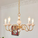 GobekUsa Cream White Led Chandeliers, Retro Copper Pendant Light for Home Decor