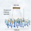 GobekUsa Blue Crystal Chandelier: Luxe Living Room LED Lighting