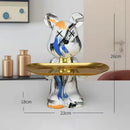 GobekUsa Graffiti Bear Figurine: Modern Home Decor Statue for Keys Storage Shelf