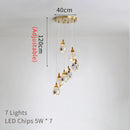 GobekUsa Crystal Chandelier Staircase Pendant Lamp LED Lighting Fixture for Living Room