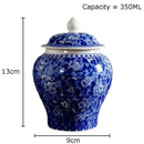 GobekUsa Blue & White Porcelain Tea Canister | Ceramic Sealed Caddy Jar